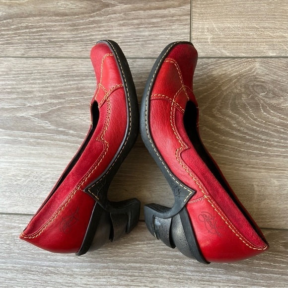 Eject Funky Heel Red Leather Pumps - Picture 9 of 14